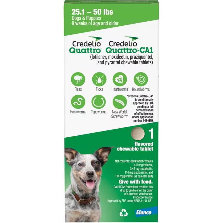 Credelio Quattro/Credelio Quattro-CA1 Chews Green, 25.1-50 lb, 450 mg, 1 Dose x 16/Pkg