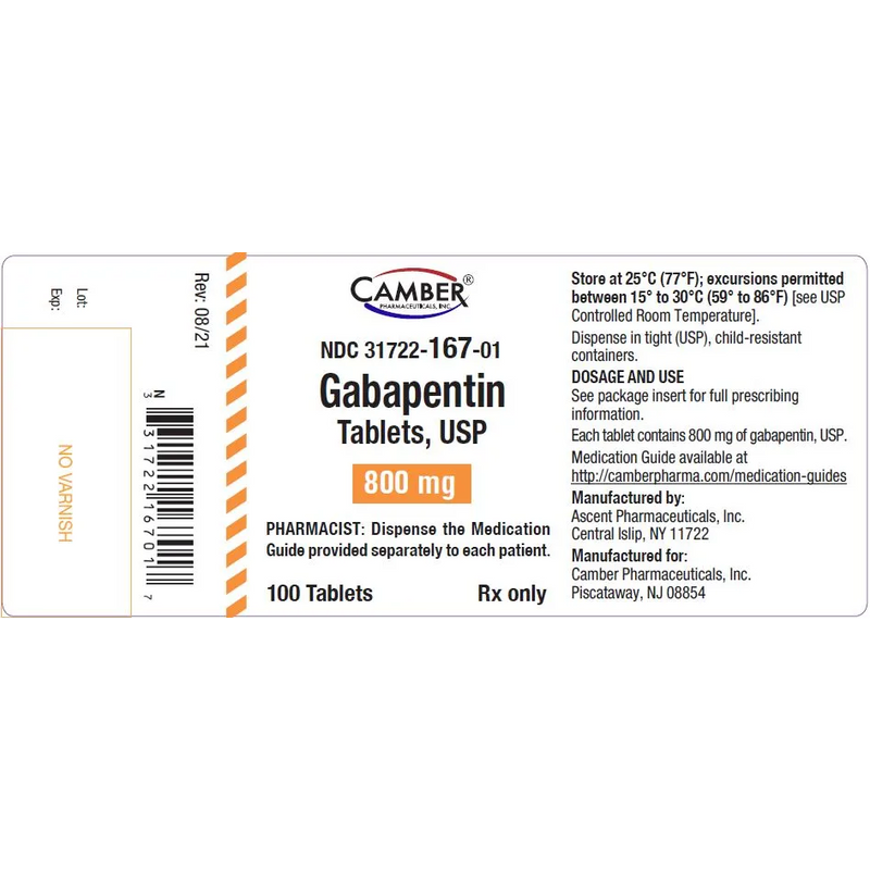 Gabapentin 800 MG 100 CT Tabs (Camber)