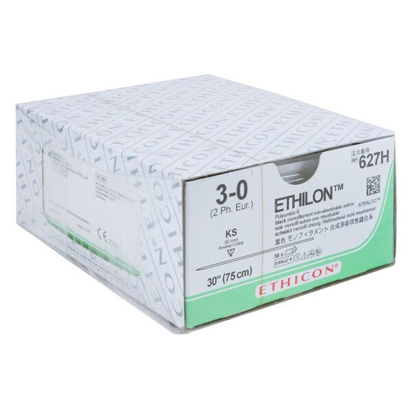Ethicon Ethilon Black Monofil 3-0 30" 60mm, 36ct RC
