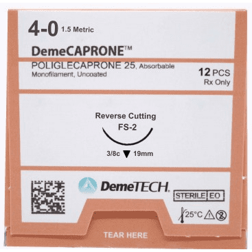 Demetech Poliglecaprone 25 4/0 DFS-2 3/8 Circle