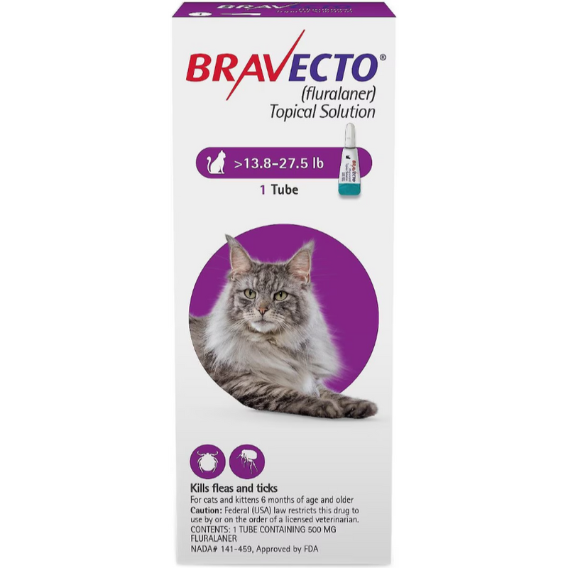 Bravecto Cat 13.8 -27.5 LBS Purple Topical (Carton of 10)
