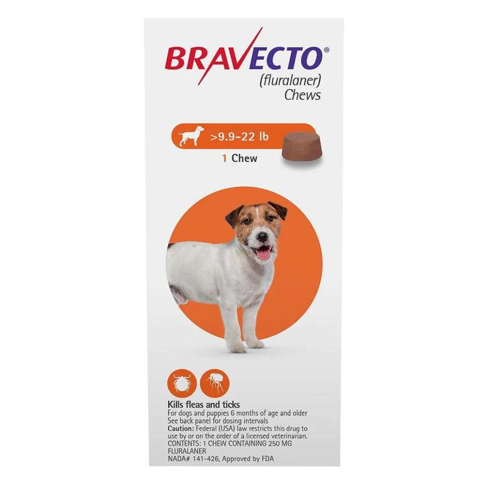 Bravecto Dog 9.9-22 LBS Orange 3 Month Chew Tab (Carton of 10)