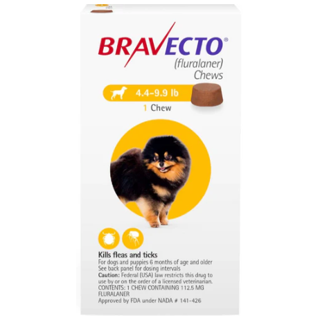 Bravecto Dog 4.1-9.9 LBS Yellow 3 Month Chew Tab (Carton of 10)