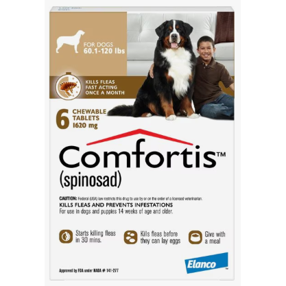 Comfortis Tablets for Dogs 60.1-120 lbs Brown (6 Dose x 10)