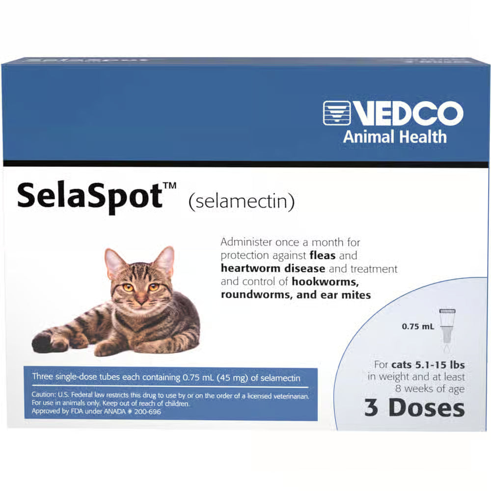 SelaSpot Topical for Cats Blue 5-15 lbs (3 Pack)