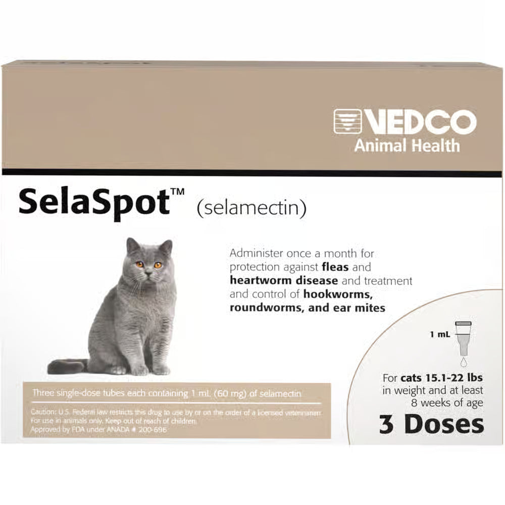SelaSpot Topical for Cats Taupe 1.0 mL 15-22 lbs (3 Pack)