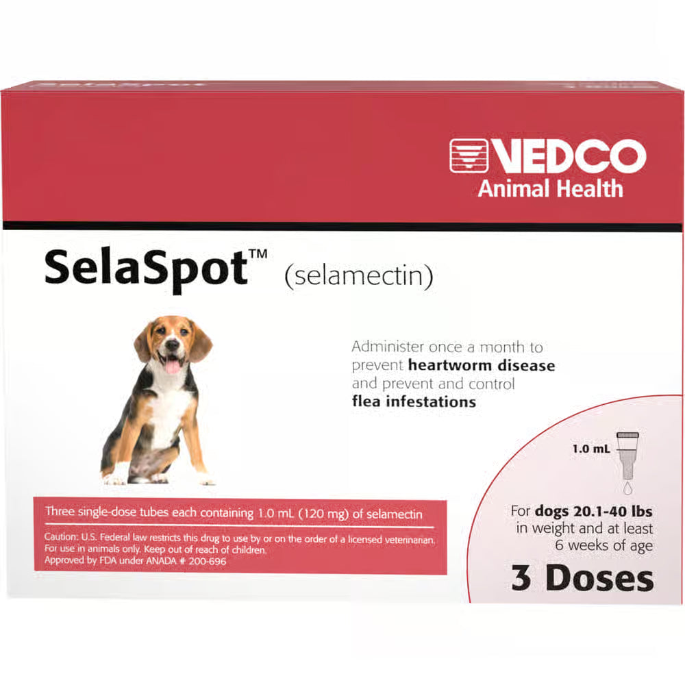 SelaSpot Topical for Dogs Red 1.0 mL 20.1-40 lbs (3 Pack)