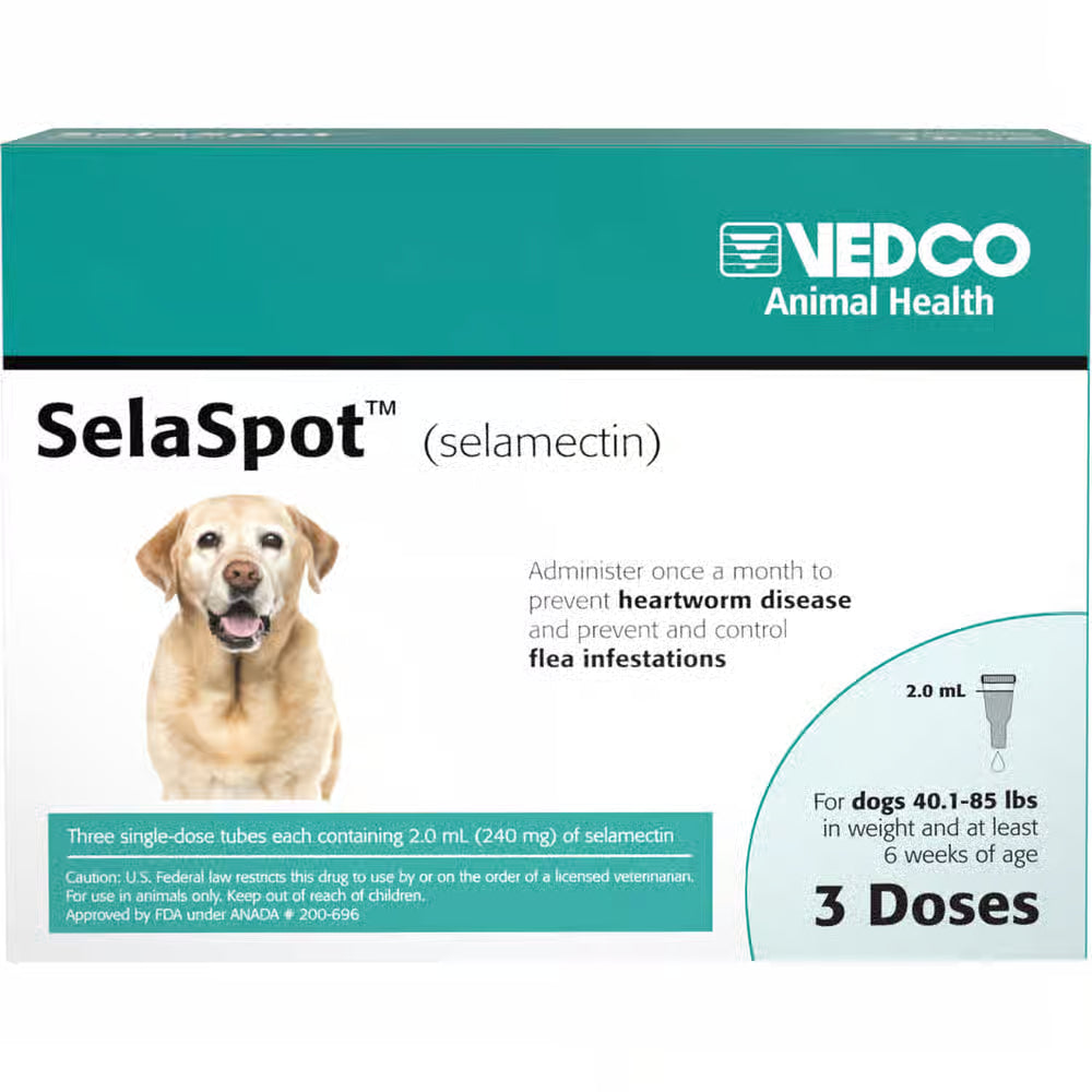 SelaSpot Topical for Dogs Teal 2.0 mL 40.1-85 lbs (3 Pack)