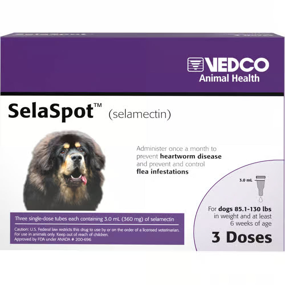 SelaSpot Topical for Dogs Plum 3.0 mL 85.1-130 lbs (3 Pack)