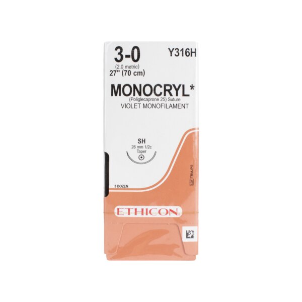 Ethicon Monocryl Vlt Monofil 3-0 27" 26mm 1/2 C taper 36ct