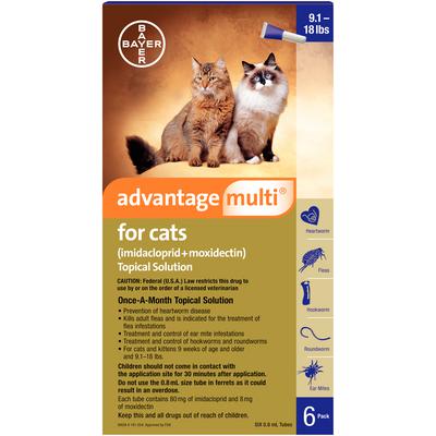 Advantage Multi Topical Solution For Cats, Purple 9.1-18 lbs, 6 Dose (Carton of 12)