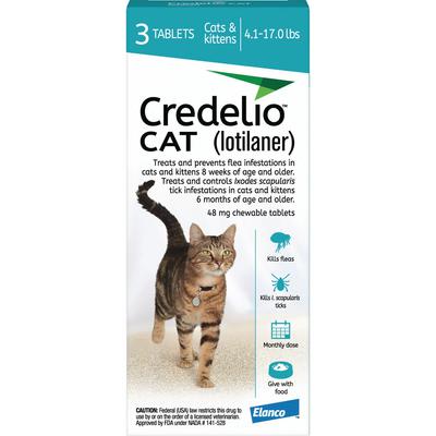 Credelio Tablets for Cats, 4-17 lbs, Teal Box, 3 Treatment (Pack of 16)