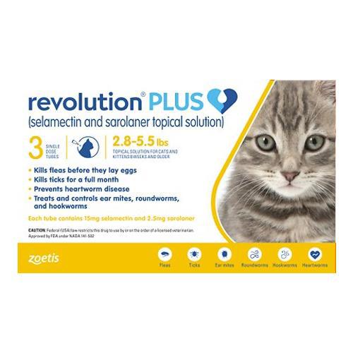 Revolution Plus for Cats Gold 2.8 to 5.5 lb (3 Dose) (EACH)