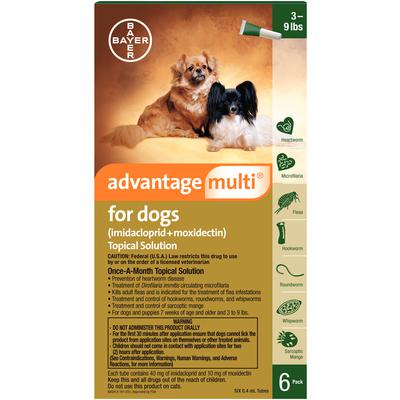 Advantage Multi Topical Solution For Dogs, Green 3-9 lbs, 6 Dose (Carton of 12)