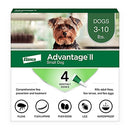 Advantage II Small Dog 3-10 lbs Green 4 Tubes (Carton of 6)