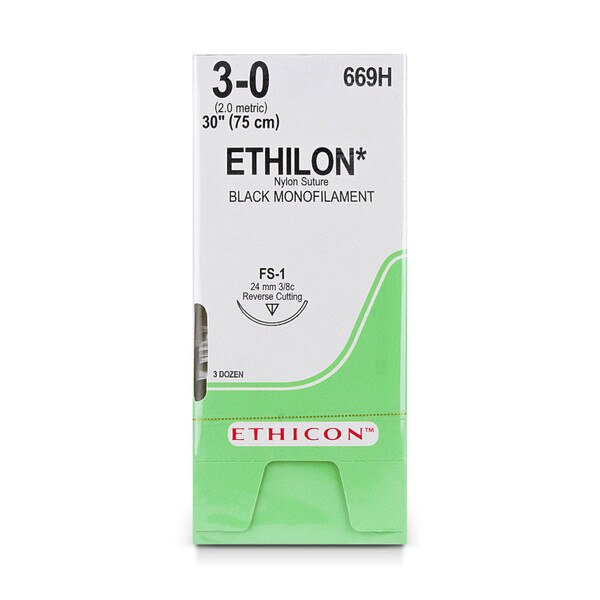 Ethicon Ethilon Black Monofil 3-0 30" 3/8 36ct RC