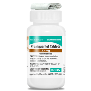 Praziquantel 23MG 50CT Chew Tabs for Cats (Felix)
