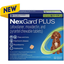 NexGard Plus Chew Tabs for Dogs, 8.1 to 17 Pounds, Green, 3 Dose (Carton of 10)