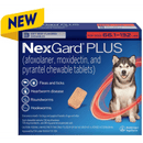 NexGard Plus Chew Tabs for Dogs, 66.1 to 132 Pounds, Red, 3 Dose (Carton of 10)