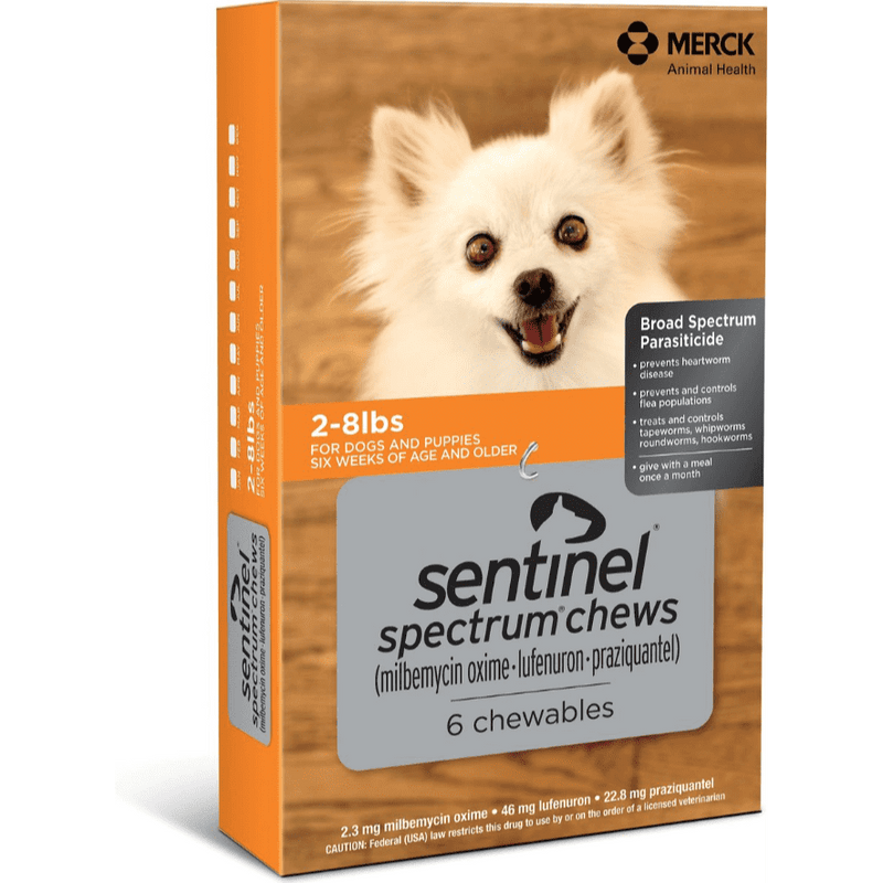 Sentinel Spectrum Chews, 2-8 lbs, 6 Dose (Carton of 5)