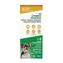 Credelio Quattro Chews Gold, 3.3-6 lb, 56.25 mg, 6 Dose x 10/Pkg