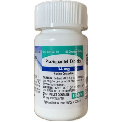 Praziquantel 34MG 50CT Chew Tabs (Felix)