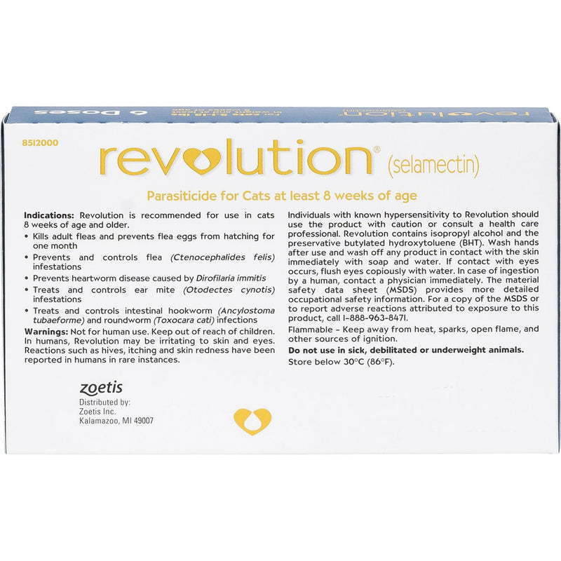 Revolution Topical Solution for Cats, 5.1-15 lbs, Blue Box, 3-Dose(Singles)