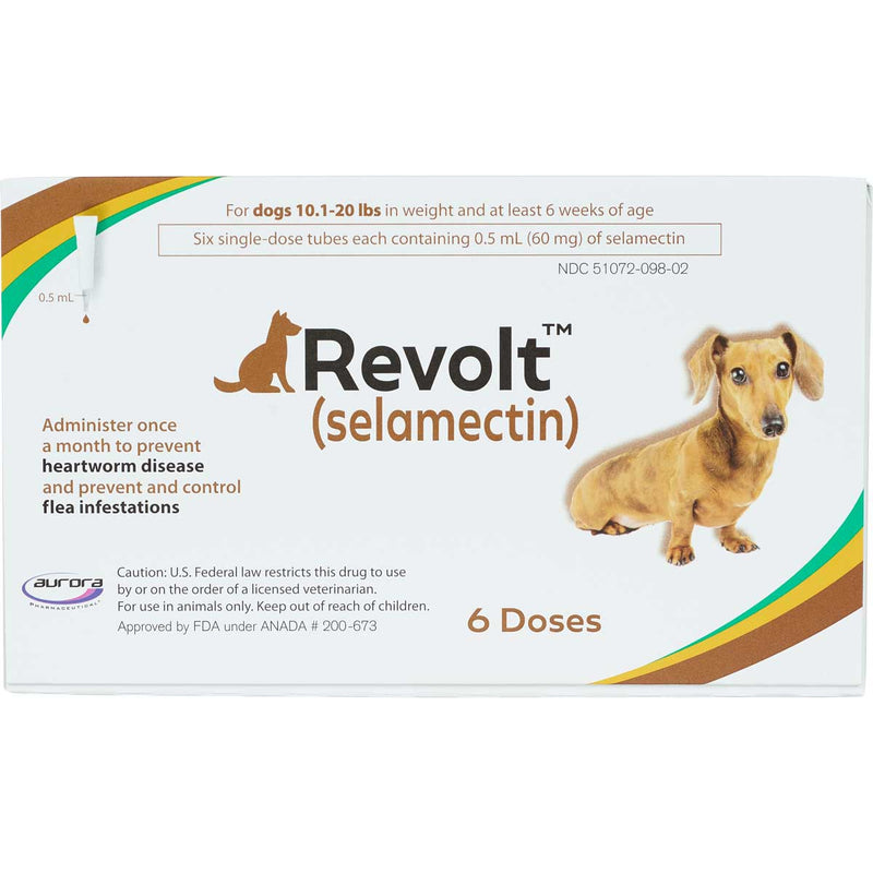 Revolt Topical Solution Dogs 10-20 lbs, Brown Box 6-Dose