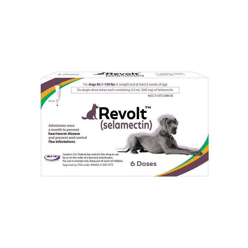 Revolt Topical Solution Dogs 85.1-130lbs, Plum Box 6-Dose