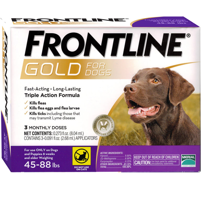 Frontline Gold Dog 45-88 LBS Purple 3 Month (Carton of 3)