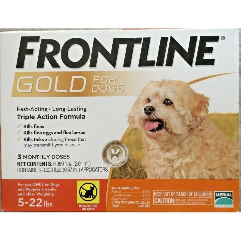 Frontline Gold Dog 5-22 lbs Orange 3 Month (Carton of 3)