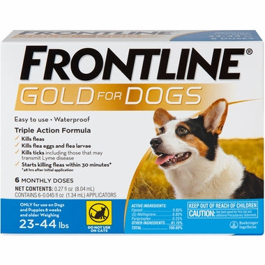Frontline Gold Dog 23-44 lbs Blue 6 Month (Carton of 3)
