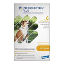 Interceptor Plus Chewables Tablets, for Dogs 25.1-50 lbs, Yellow Box, 6 Treatments (Carton of 5)