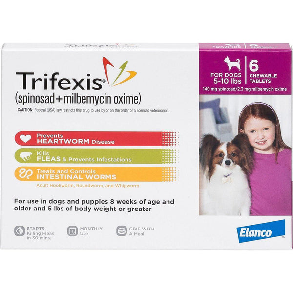 Trifexis Chew Tabs for Dogs, 5-10 lbs, Magenta, Dose (Carton of 10)
