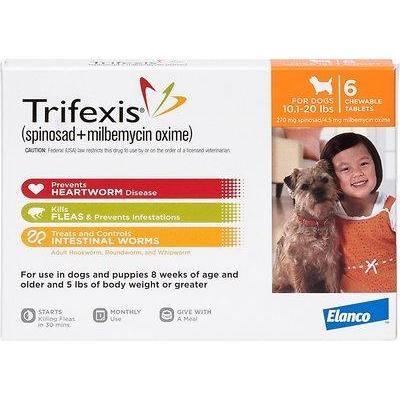 Trifexis Chew Tabs for Dogs, 10-20 lbs, Orange, 6 Dose (Carton of 10)