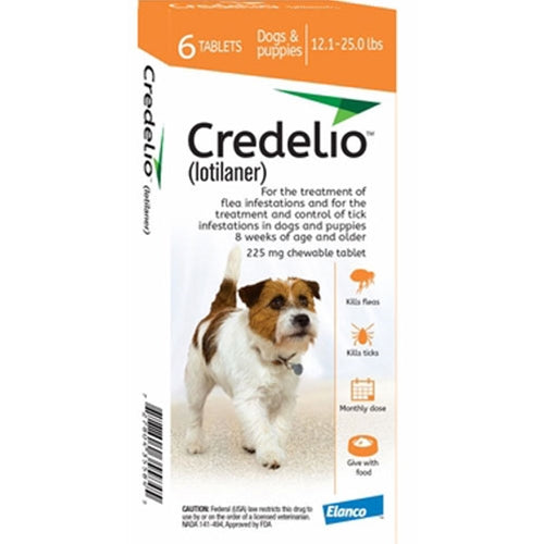 Credelio Tablets for Dogs, 12.1-25 lbs, Orange Box, 6 Treatments (Pack of 10)